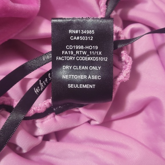 For Love & Lemons Velvet Mini Dress Pink Ruched Tie Front Puff Sleeve‎ S - Picture 13 of 14